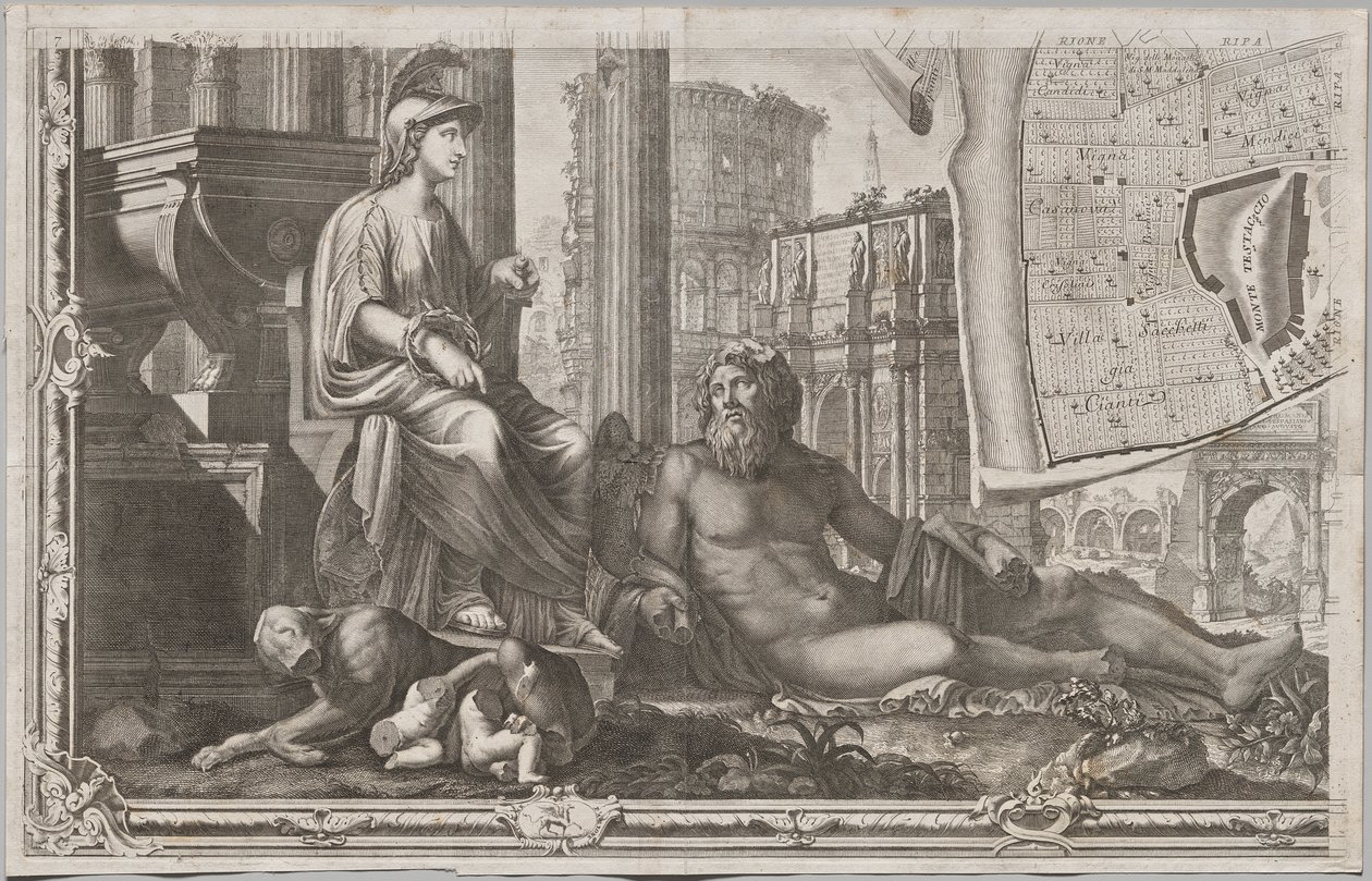 Nyt kort over Rom bragt frem i lyset af Giambattista Nolli i året MDCCXLVII, kendt som La Pianta Grande di Roma af Giovanni Battista Nolli