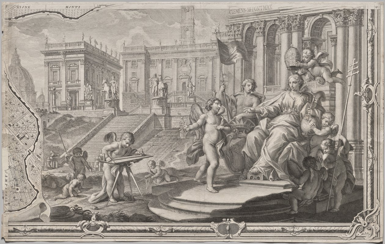 Nyt kort over Rom bragt frem i lyset af Giambattista Nolli i året MDCCXLVII, kendt som La Pianta Grande di Roma af Giovanni Battista Nolli