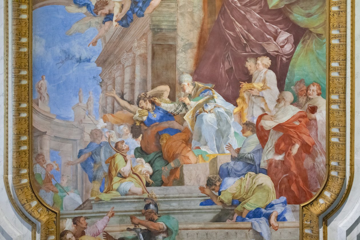 Miraklet med kæderne i midten af kassen, detalje af Giovanni Battista Parodi