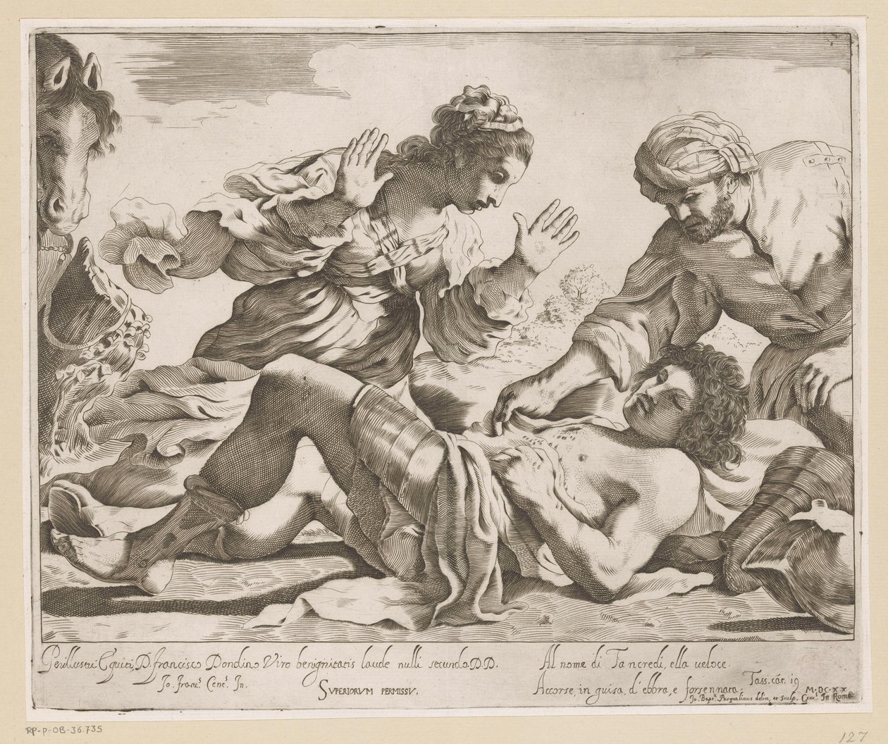 Erminia en Vafrino finder Tancredi af Giovanni Battista Pasqualini
