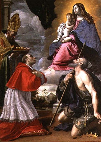 Madonna og barn med helgener af Giovanni Battista Pesari