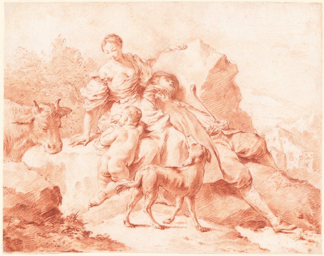 En hyrdefamilie hviler af Giovanni Battista Piazzetta