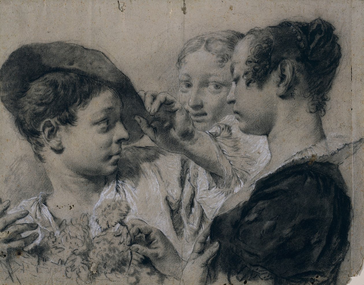 En ung kvinde køber en pink af en ung mand af Giovanni Battista Piazzetta