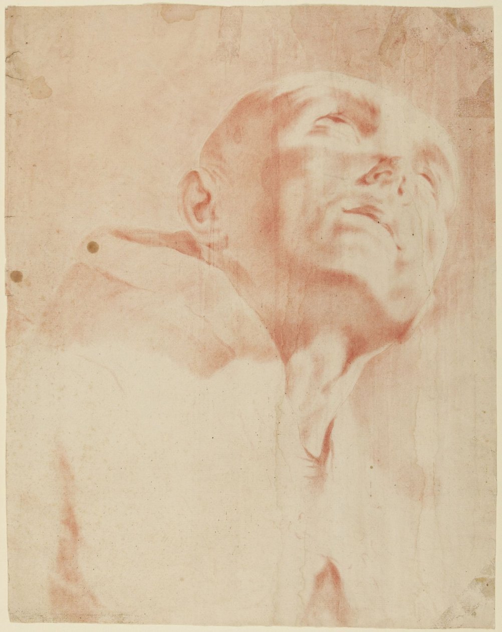 Hovedet af en munk, der ser op af Giovanni Battista Piazzetta