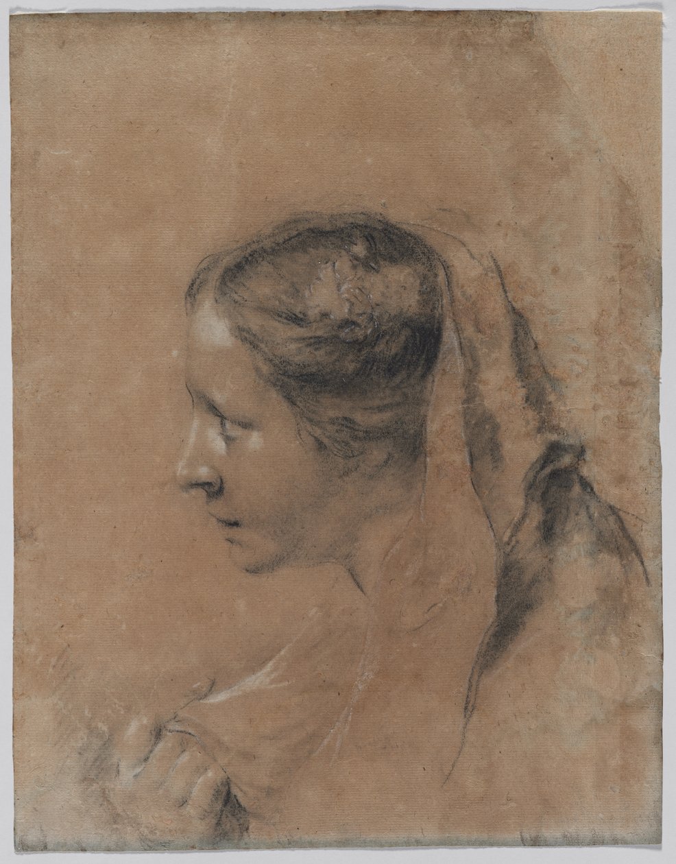 Hoved af en kvinde i profil med et tørklæde. af Giovanni Battista Piazzetta