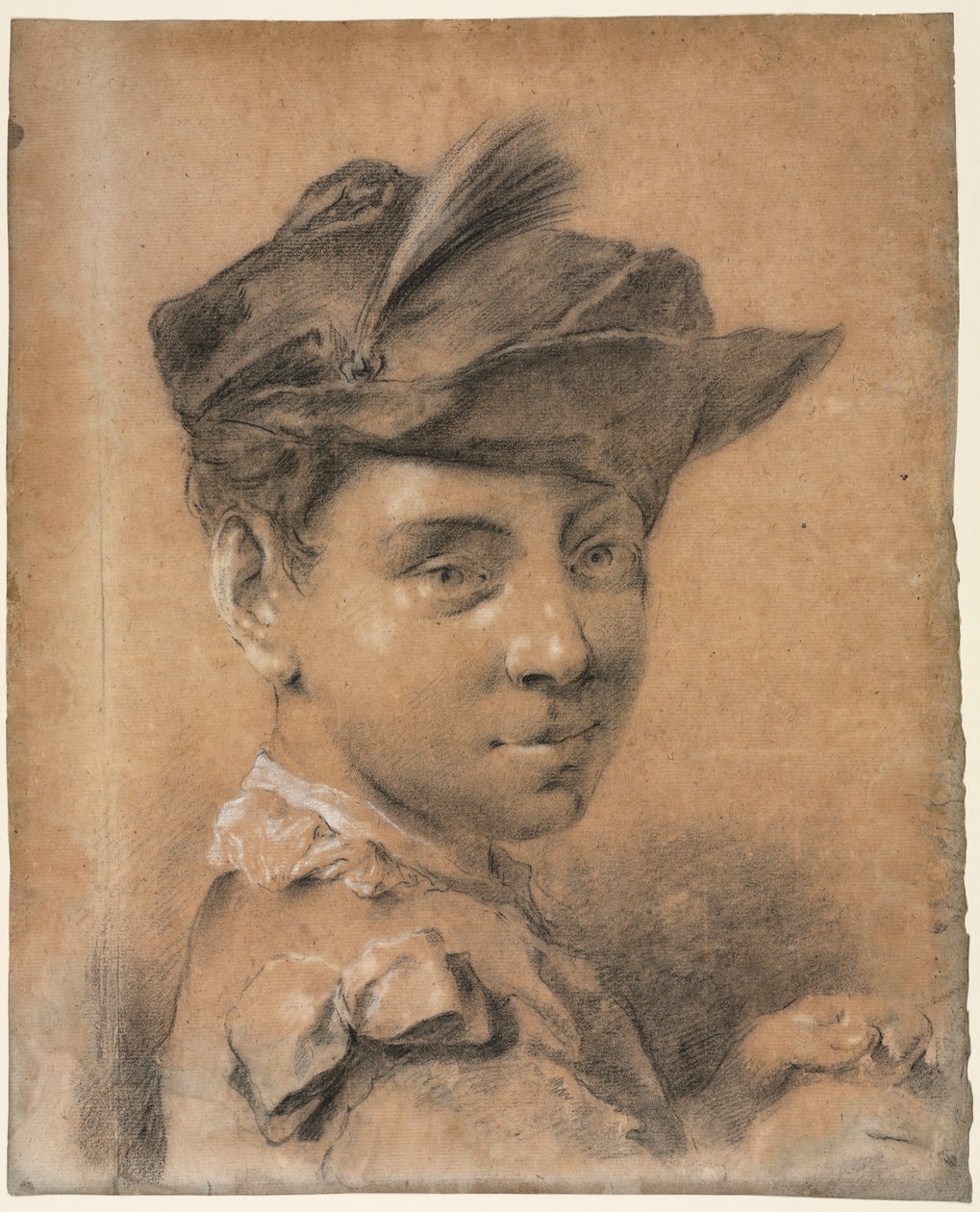 Hoved af en ung mand iført hat af Giovanni Battista Piazzetta