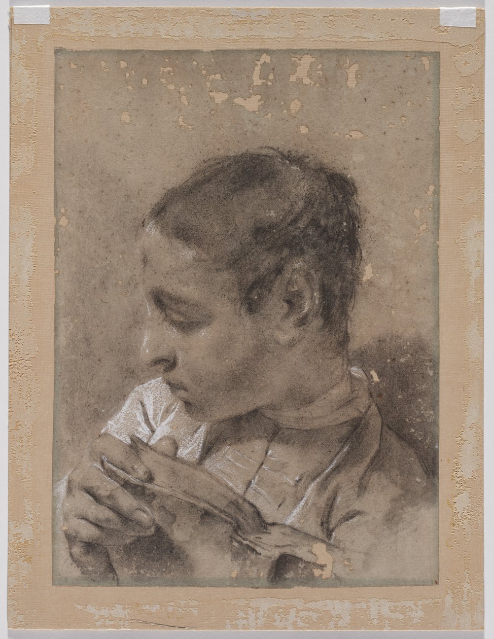 Leder af en ung mand i profil med en bog af Giovanni Battista Piazzetta