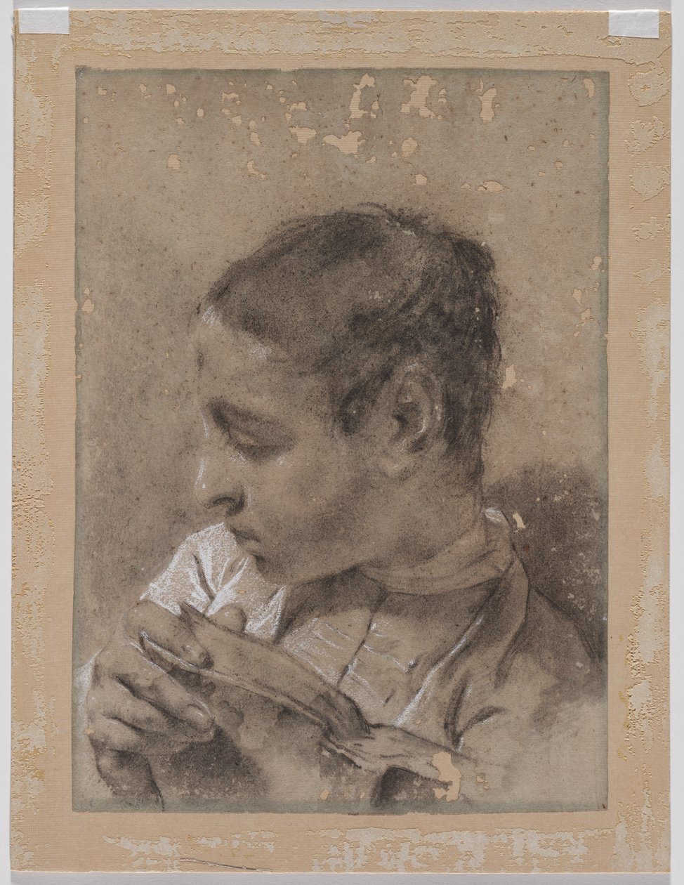 Leder af en ung mand i profil med en bog, ca. 173040