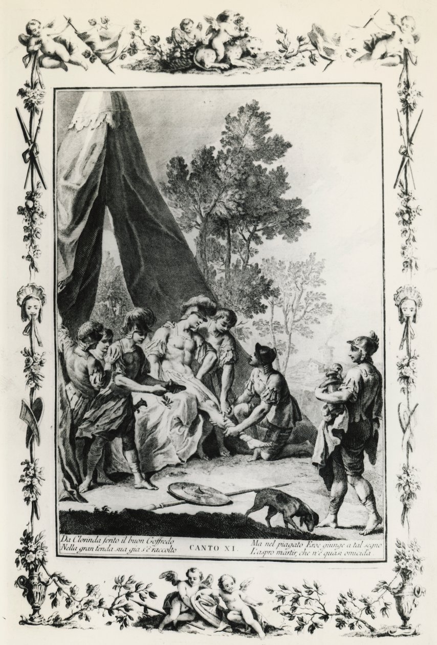 Jerusalem Delivered, canto XI illustration af Giovanni Battista Piazzetta (1683-1754) til digt af Torquato Tasso (1544-1595), udgave udgivet i Venedig i 1745, Italien af Giovanni Battista Piazzetta