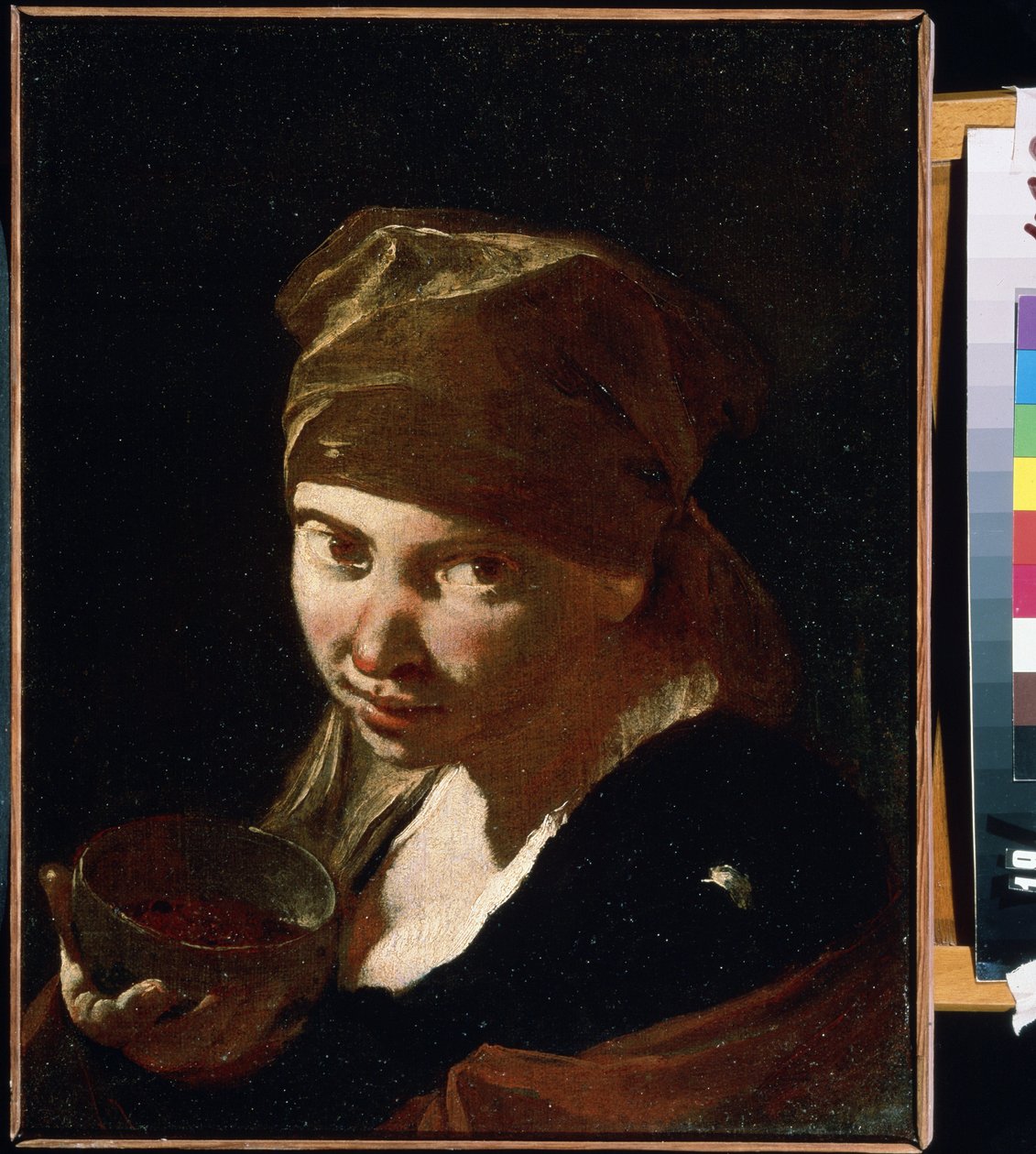 ""Portræt af en lille pige"" Barn af beskeden oprindelse, tjener eller bonde. Maleri af Giovan Battista (Giambattista) Piazzetta (1683-1754) Mikhail Kroshitsky kunstmuseum fra det 18. århundrede, Sevastopol (Sevastopol) Ukraine af Giovanni Battista Piazzetta