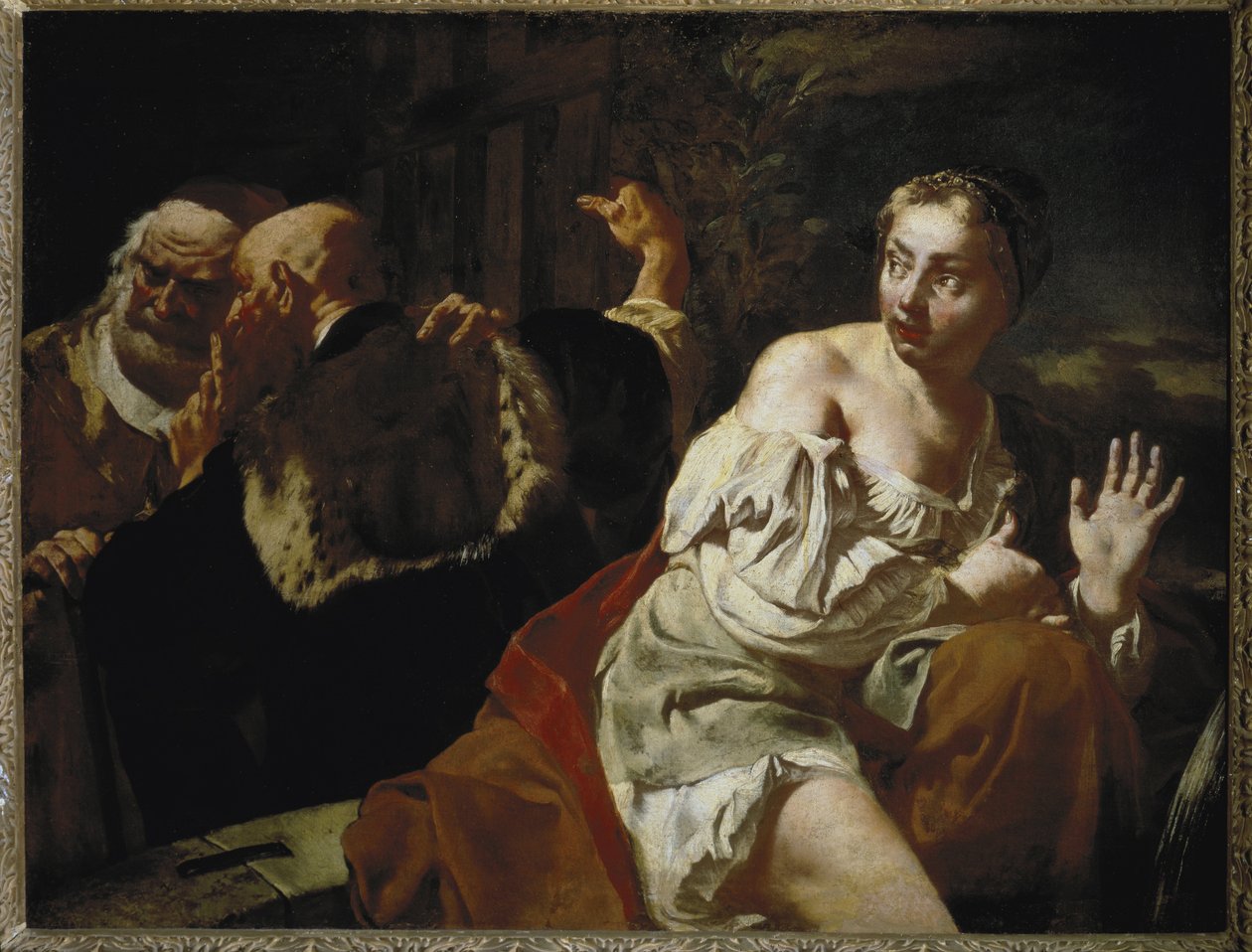 Suzanne and the Elders - Olie på lærred, omkring 1720 af Giovanni Battista Piazzetta