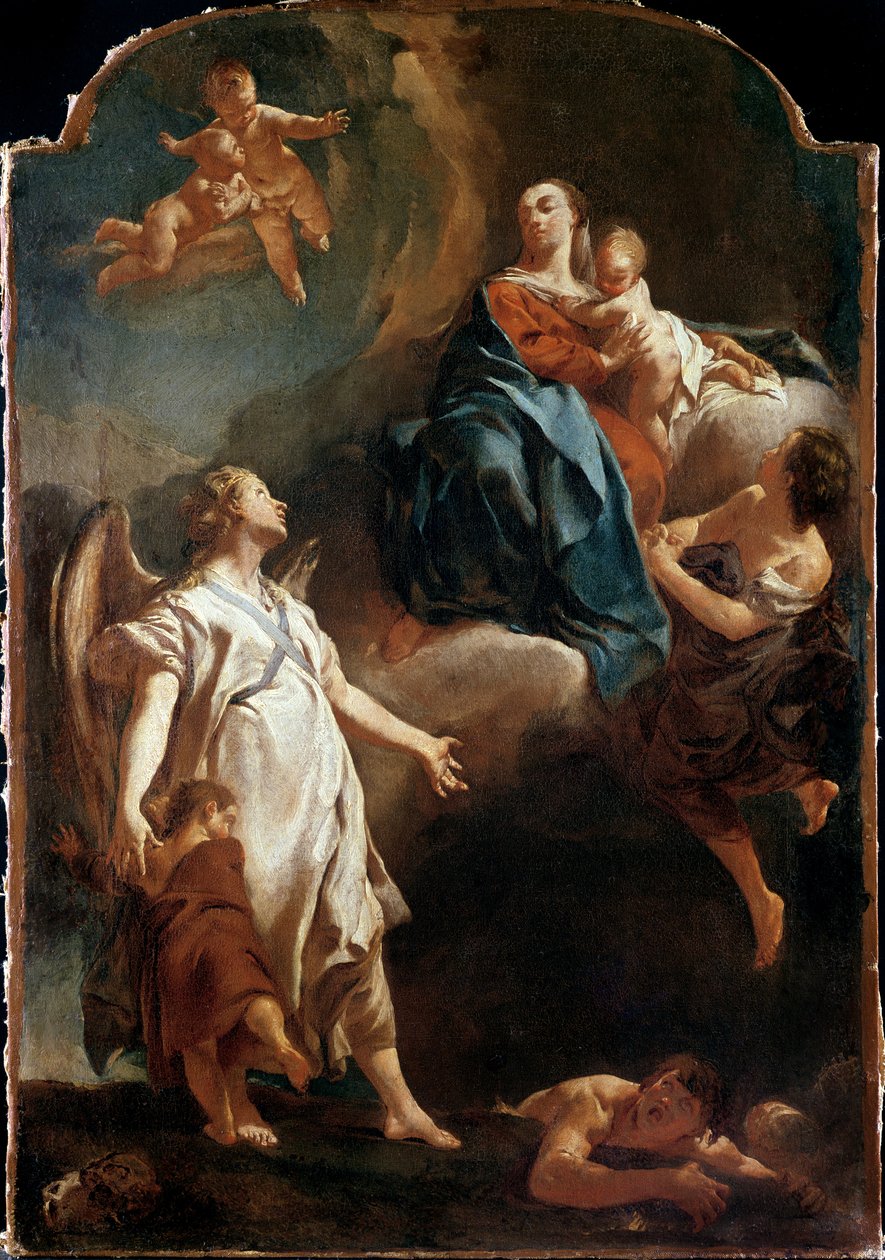 Madonnaens åbenbaring for skytsengelen af Giovanni Battista Piazzetta