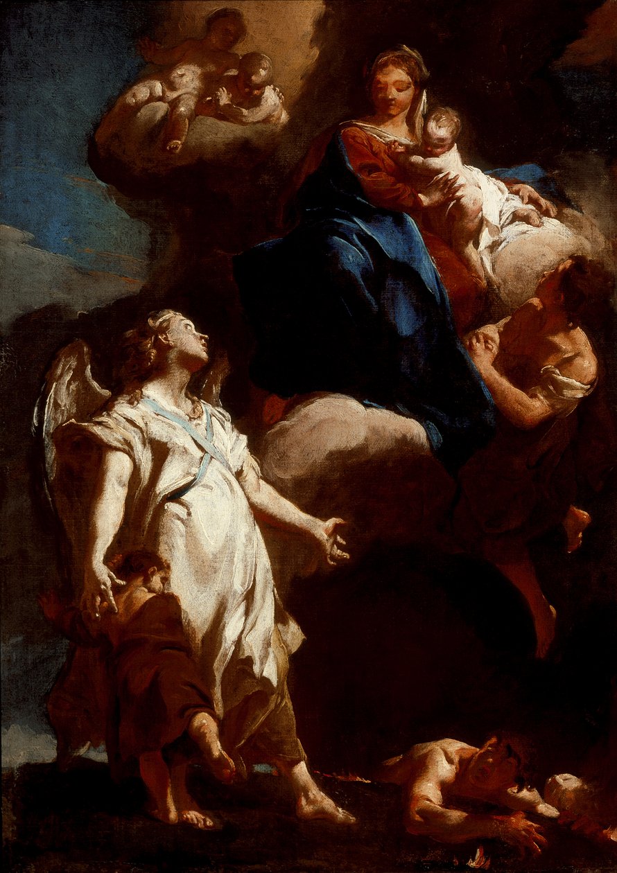 Jomfruen viser sig for skytsenglen af Giovanni Battista Piazzetta