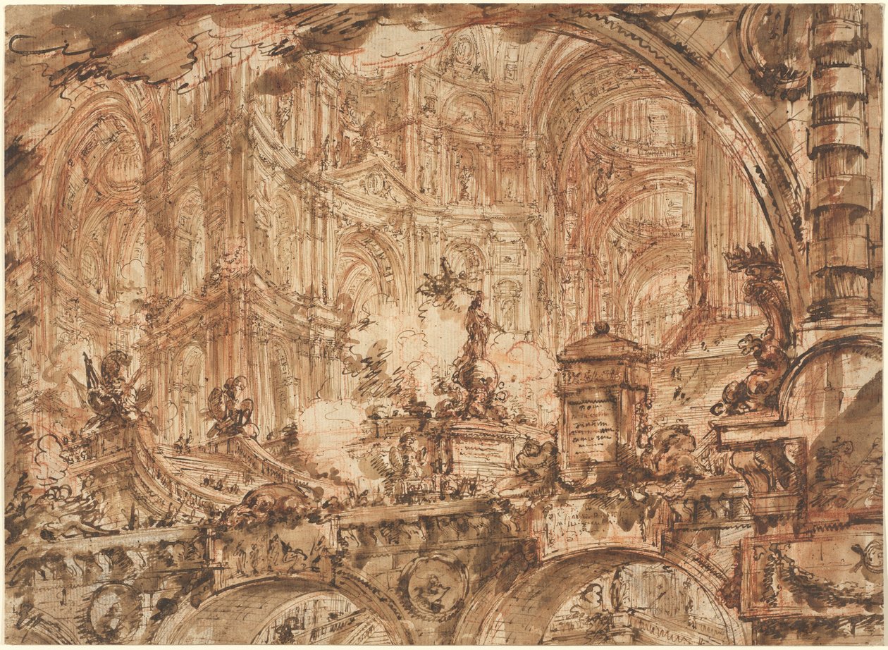 Et storslået paladsligt interiør af Giovanni Battista Piranesi