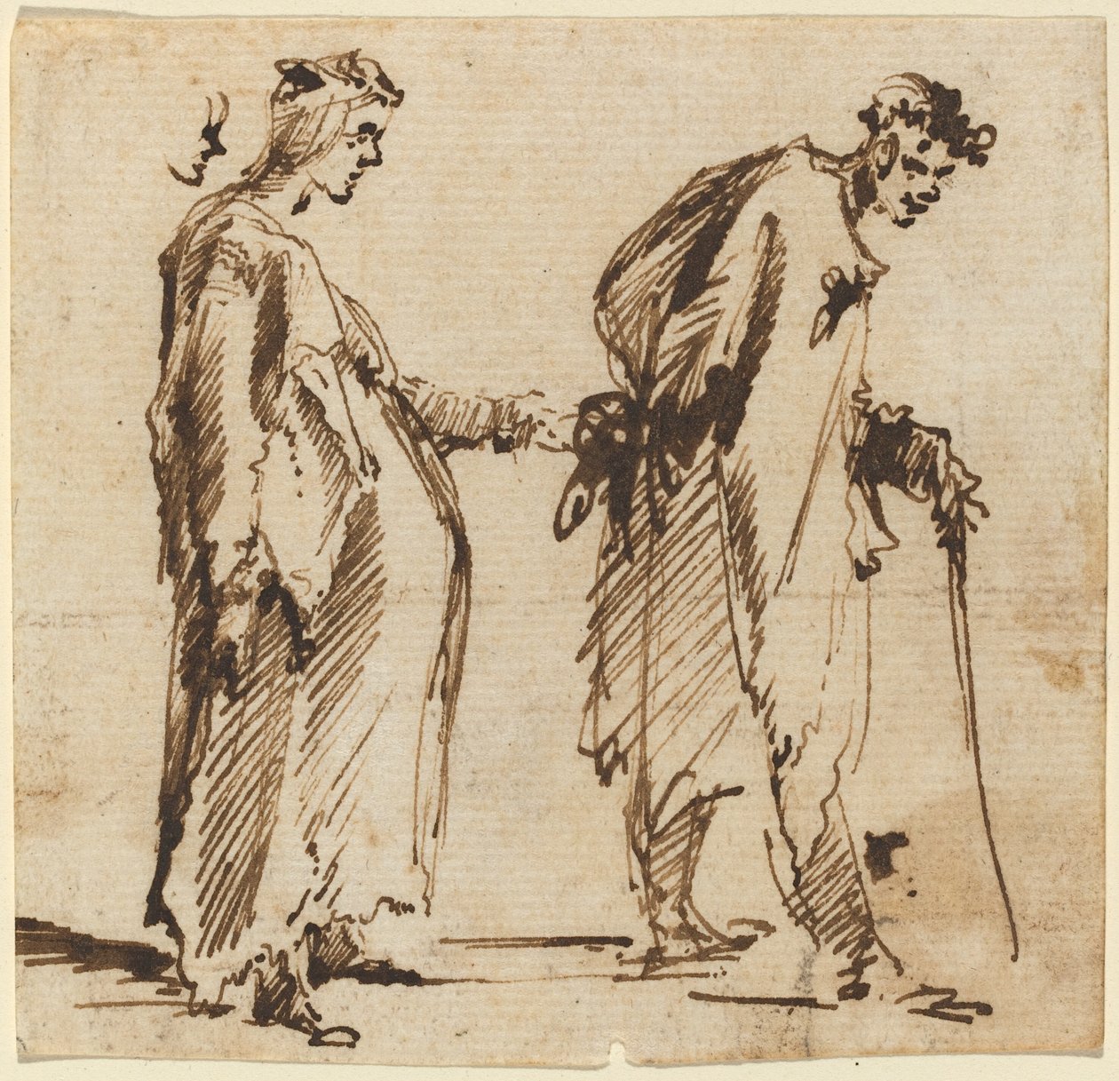En gravid ung kvinde og en ung mand med en stab af Giovanni Battista Piranesi