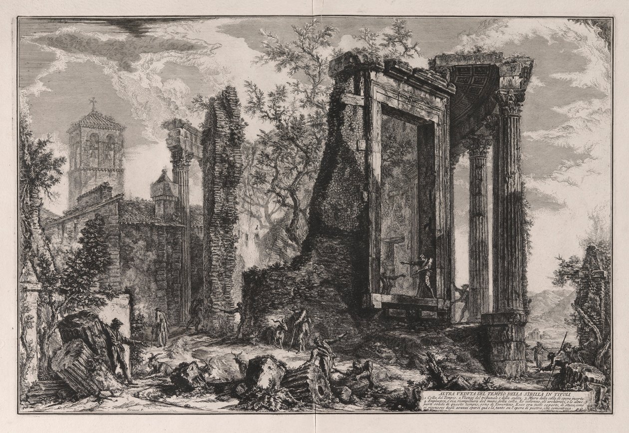 En anden udsigt over Sibyllens tempel i Tivoli, fra Vedute di Roma (Udsigt over Rom) af Giovanni Battista Piranesi