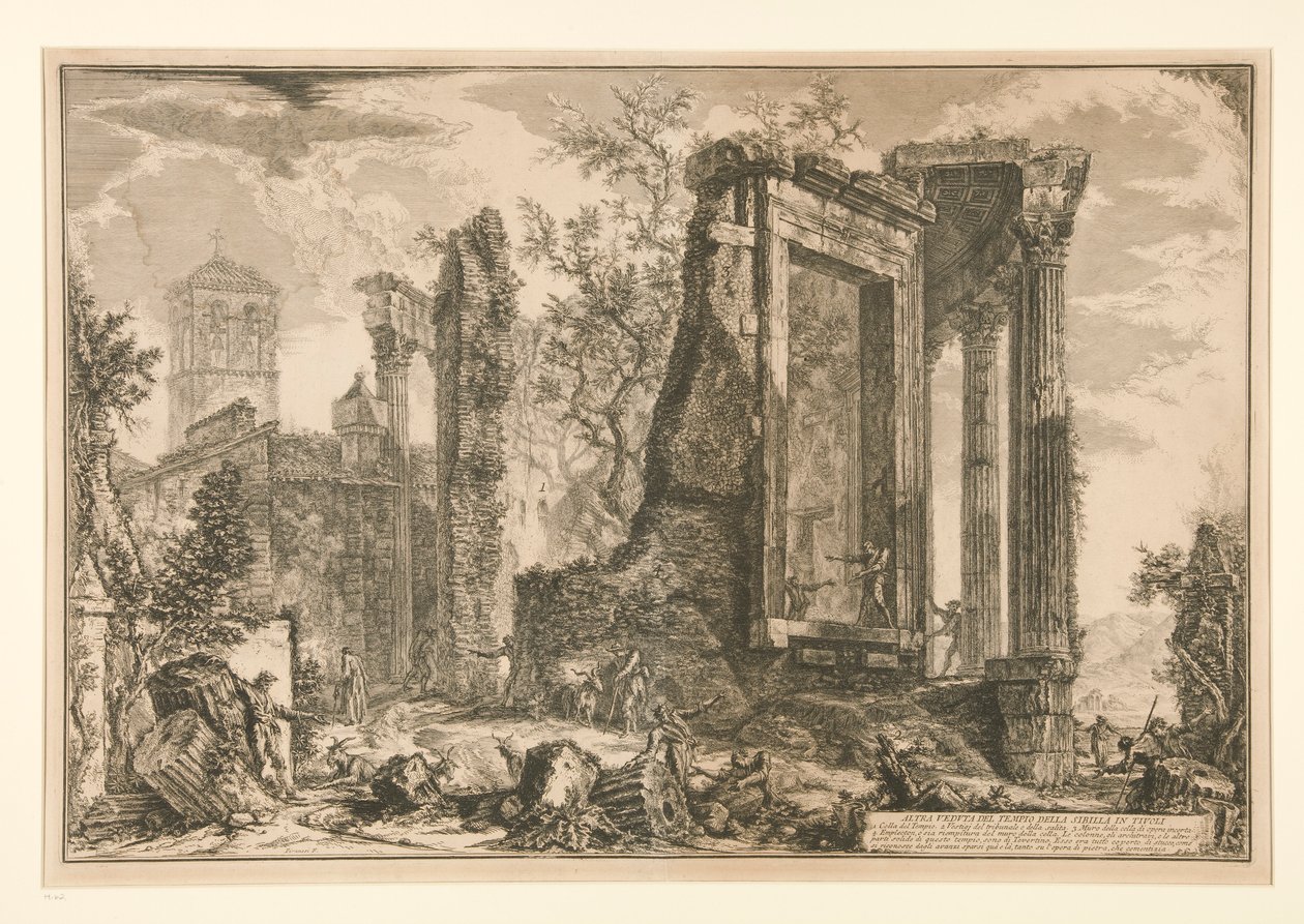 En anden udsigt over Sibyllens tempel i Tivoli, fra Vedute di Roma af Giovanni Battista Piranesi