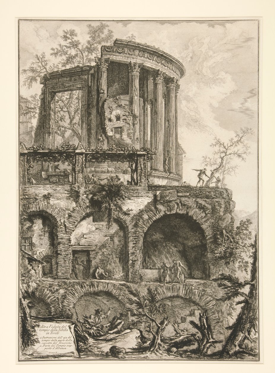 En anden udsigt over Sibyllens tempel i Tivoli, fra Vedute di Roma af Giovanni Battista Piranesi