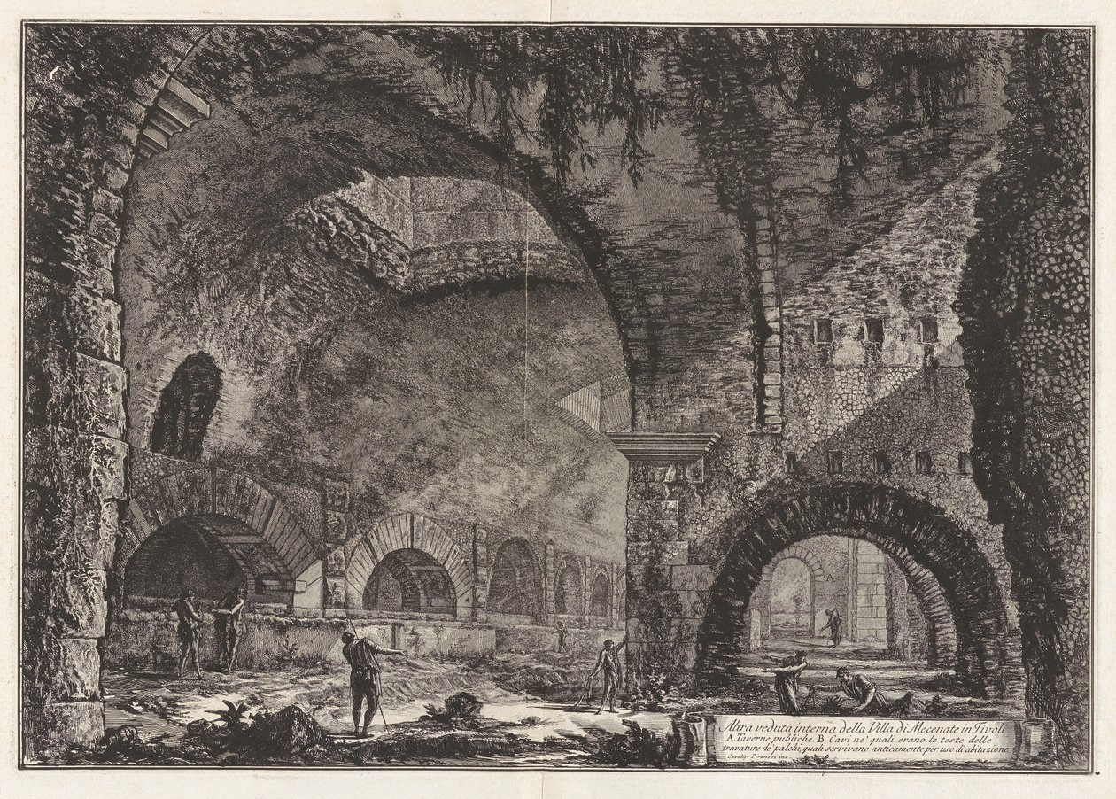 En anden udsigt over Villa of Maecenas i Tivoli, fra Vedute di Roma (Udsigt over Rom) af Giovanni Battista Piranesi