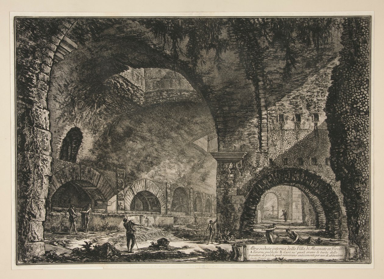 En anden indvendig visning af Villa of Maecenas i Tivoli, fra Vedute di Roma af Giovanni Battista Piranesi