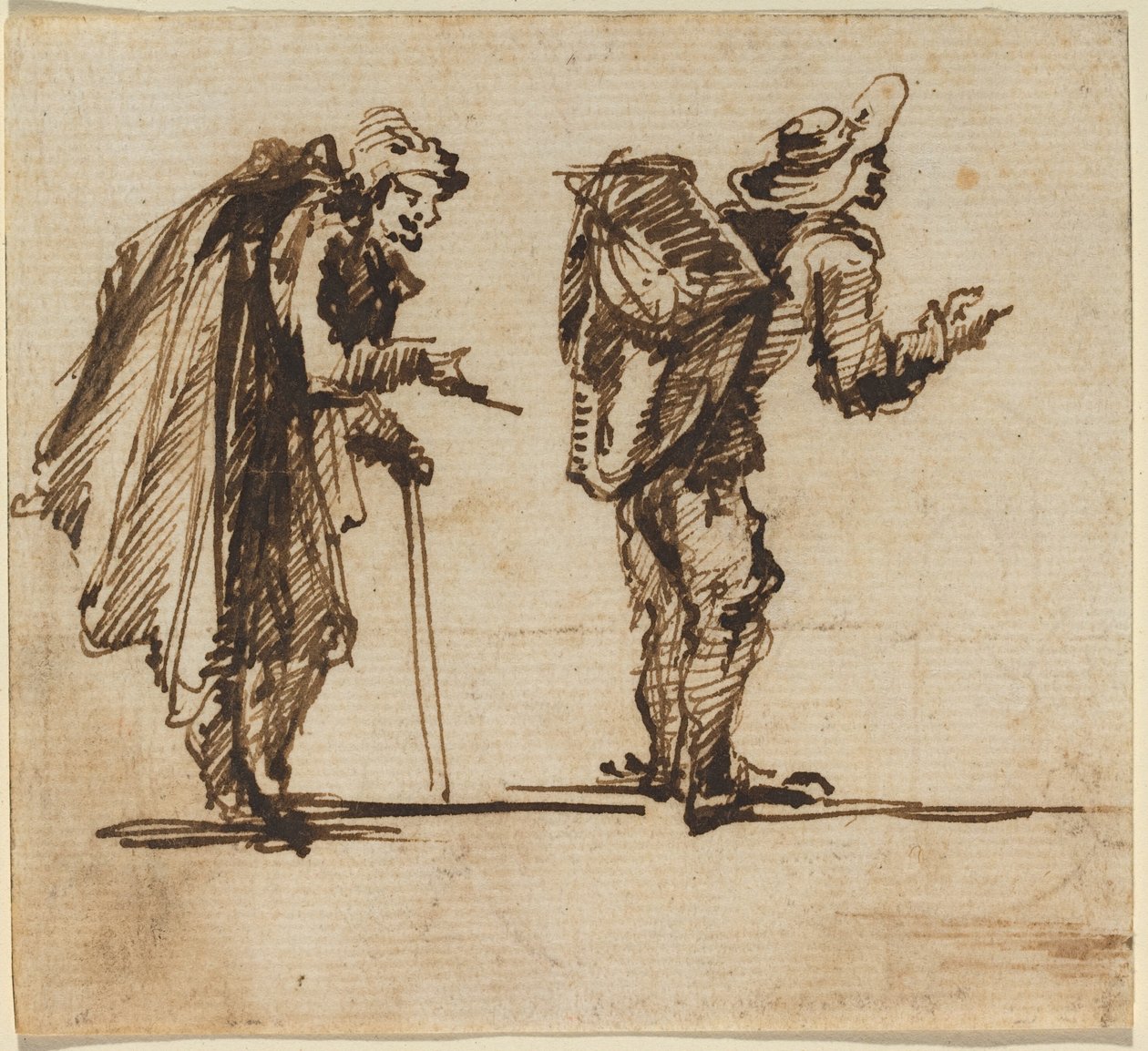 En gammel mand med en kappe og en rustik med en rygsæk af Giovanni Battista Piranesi