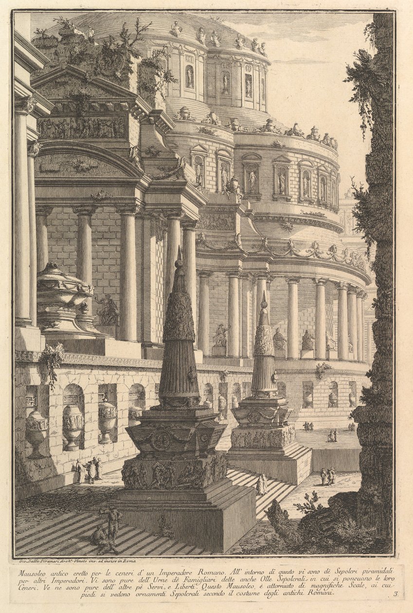 Gammelt mausoleum opført for asken af ​​en romersk kejser Mausoleum antico eretto per..., ca. 1750. af Giovanni Battista Piranesi