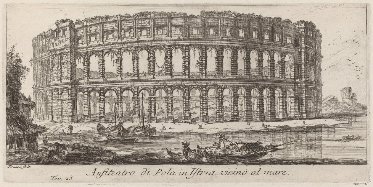 Pula amfiteater i Istrien af Giovanni Battista Piranesi