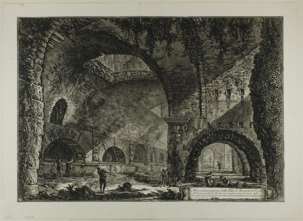 En anden indvendig visning af Villa of Maecenas, Tivoli, fra Views of Rome af Giovanni Battista Piranesi