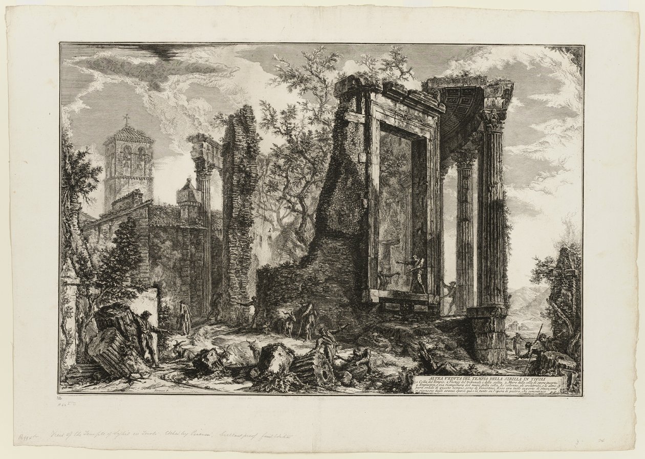 En anden udsigt over Sibyllens tempel i Tivoli, fra Views of Rome af Giovanni Battista Piranesi