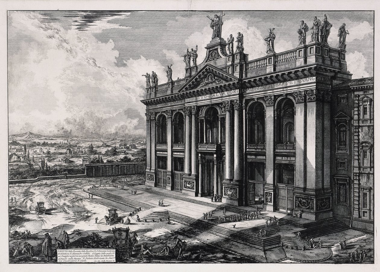 Udsigt over facaden på basilikaen San Giovanni in Laterano (fra: Vedute di Roma) af Giovanni Battista Piranesi
