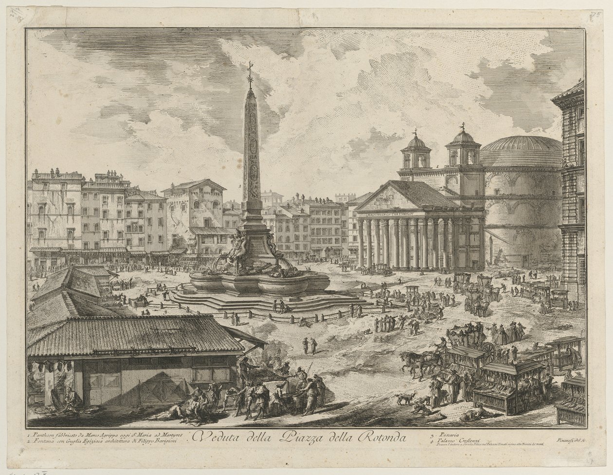 Udsigt over Piazza della Rotonda med Pantheon og obelisken af Giovanni Battista Piranesi