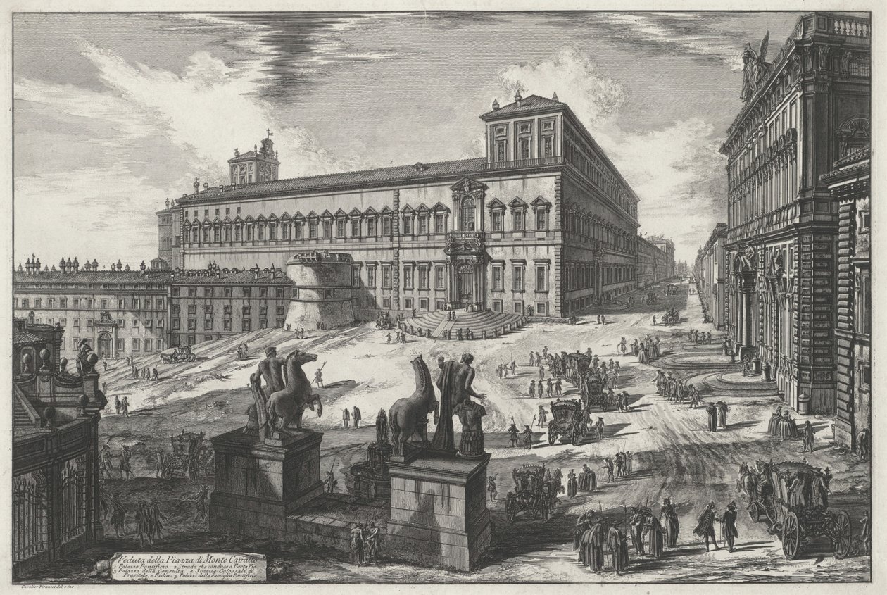 Udsigt over Piazza di Monte Cavallo (fra: Vedute di Roma) af Giovanni Battista Piranesi