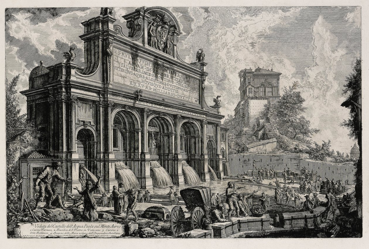 Udsigt til Acqua Paola-kilden på Gianicolo (fra: Vedute di Roma) af Giovanni Battista Piranesi