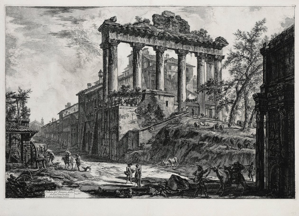 Udsigt over Concordia-templet (fra: Vedute di Roma) af Giovanni Battista Piranesi