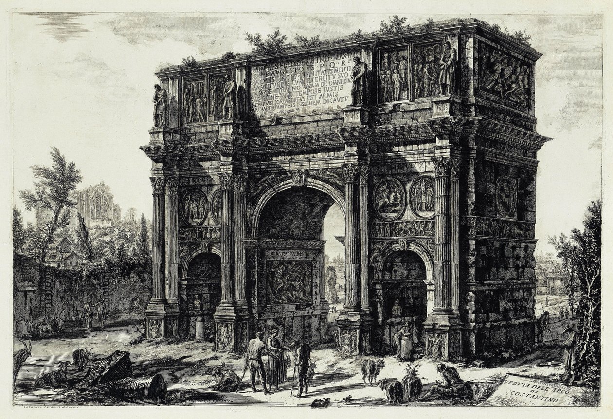 Udsigt over Konstantinbuen i Rom (fra: Vedute di Roma) af Giovanni Battista Piranesi