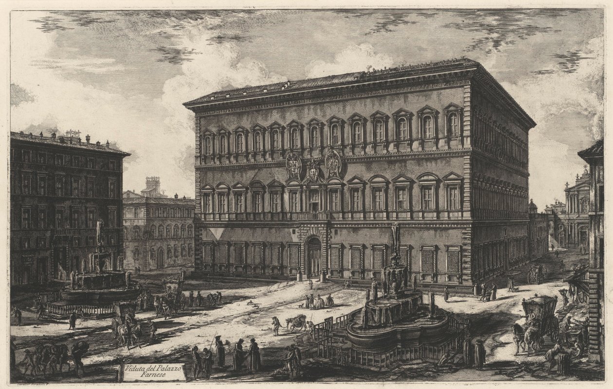 Udsigt over Palazzo Farnese (fra: Vedute di Roma) af Giovanni Battista Piranesi