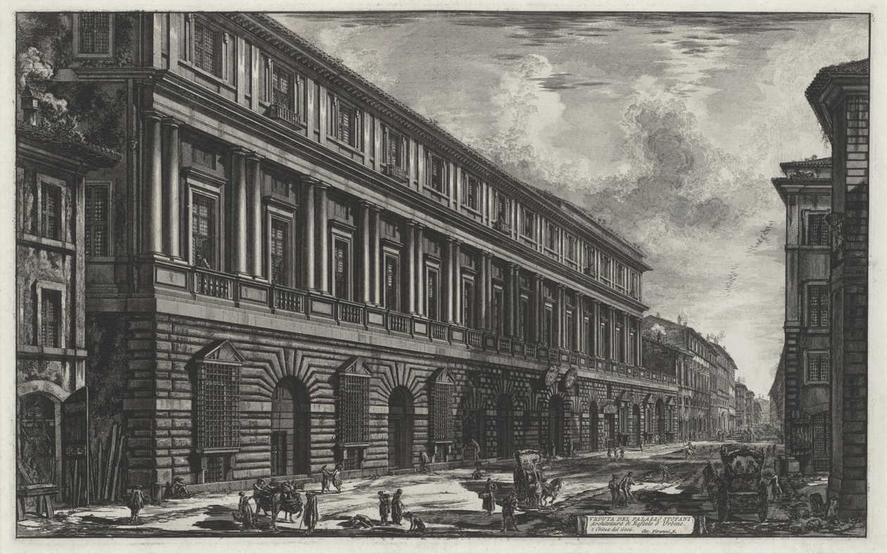Udsigt over Palazzo Stopani (fra: Vedute di Roma) af Giovanni Battista Piranesi