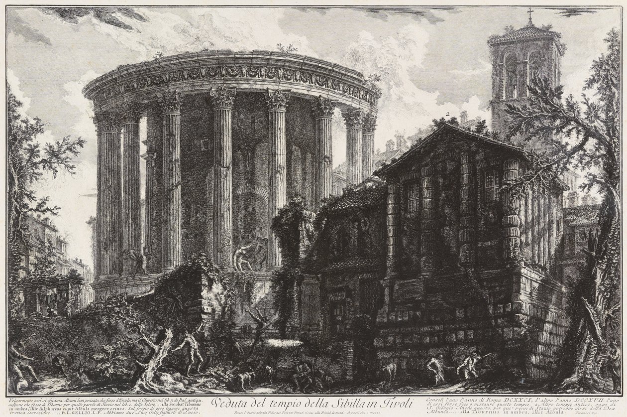 Udsigt over Sibyllatemplet i Tivoli af Giovanni Battista Piranesi