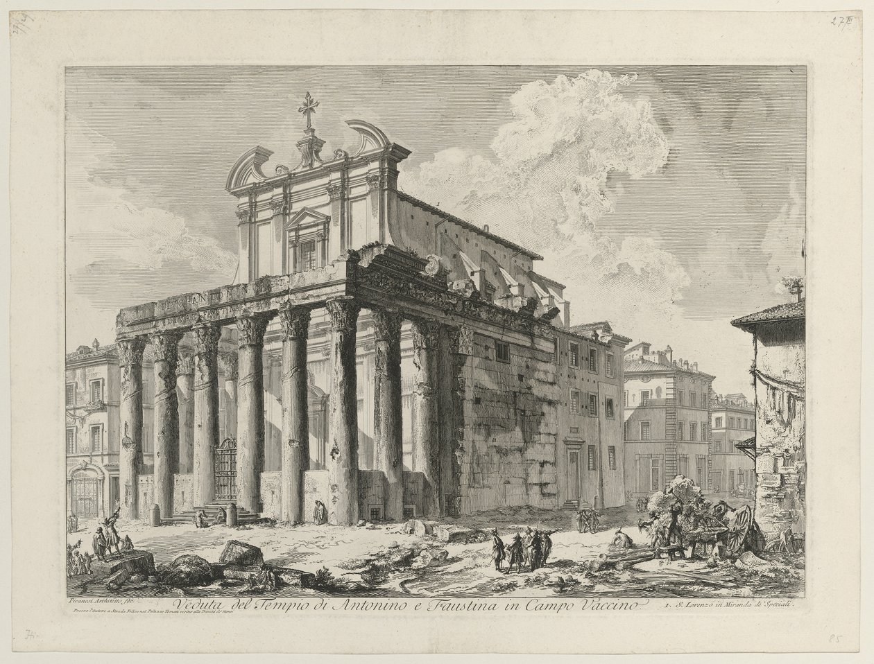 Udsigt over Antoninus og Faustinas tempel af Giovanni Battista Piranesi