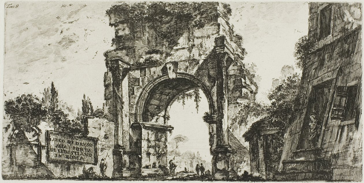 Drususbuen ved Porta S. Sebastiano i Rom, plade 8 fra nogle udsigter over triumfbuer og andre monumenter af Giovanni Battista Piranesi