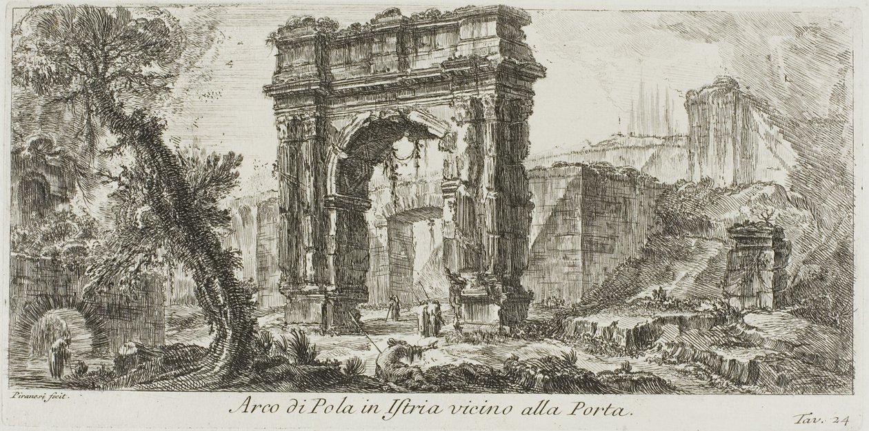 Polabuen i Istrien nær porten, plade 24 fra nogle udsigter over triumfbuer og andre monumenter af Giovanni Battista Piranesi
