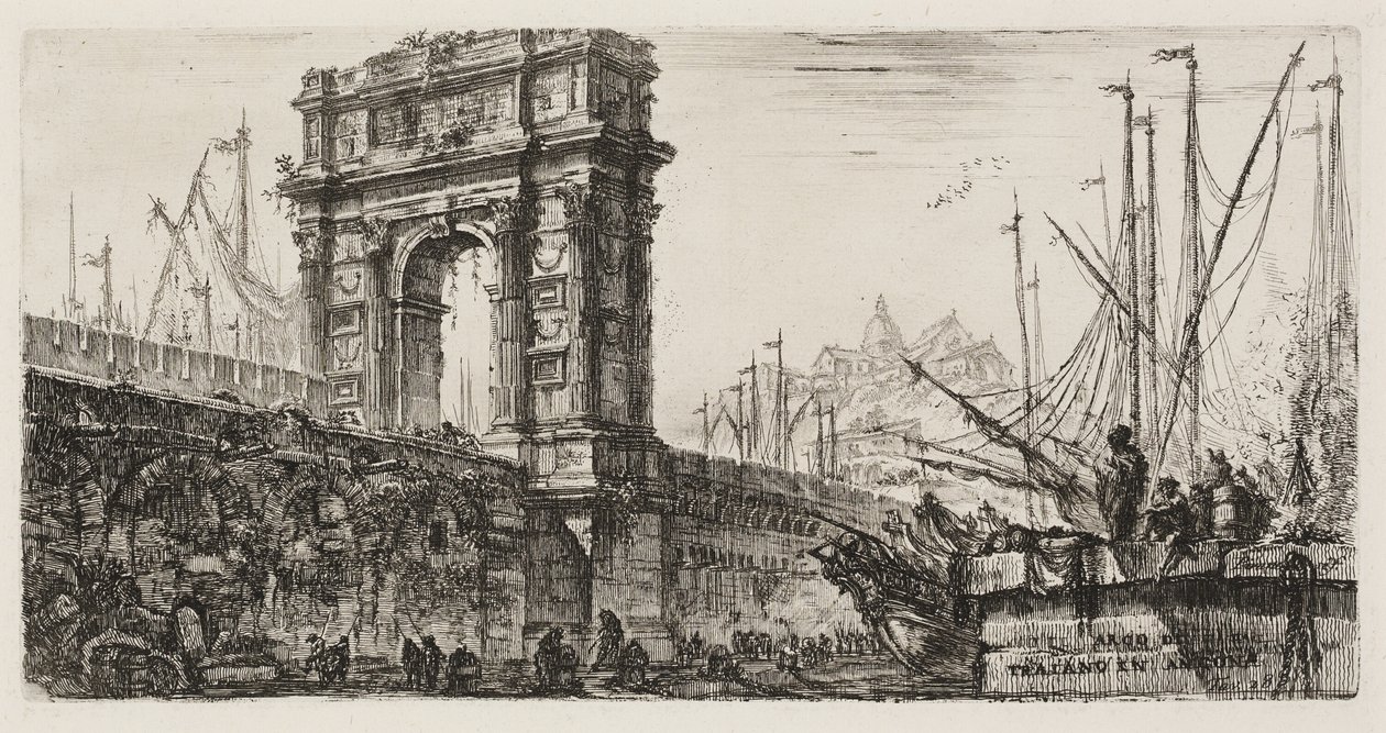 Trajans bue i Ancona, plade 28 fra nogle udsigter over triumfbuer og andre monumenter af Giovanni Battista Piranesi
