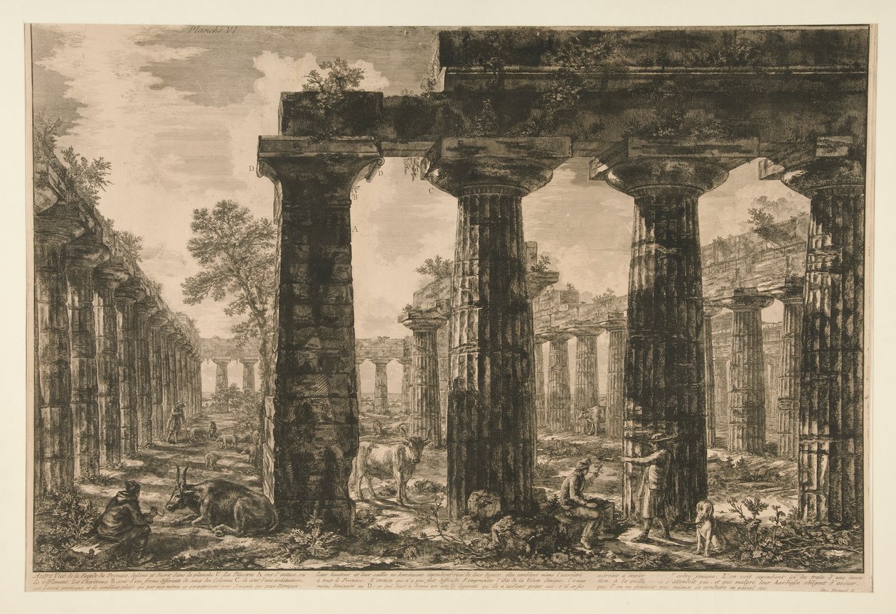andet set? af Facaden af ​​Pronaos, tegning? og beskrevet i plade V (En anden visning af pronaos-facaden tegnet og beskrevet i plade V), fra forskellige visninger af Giovanni Battista Piranesi