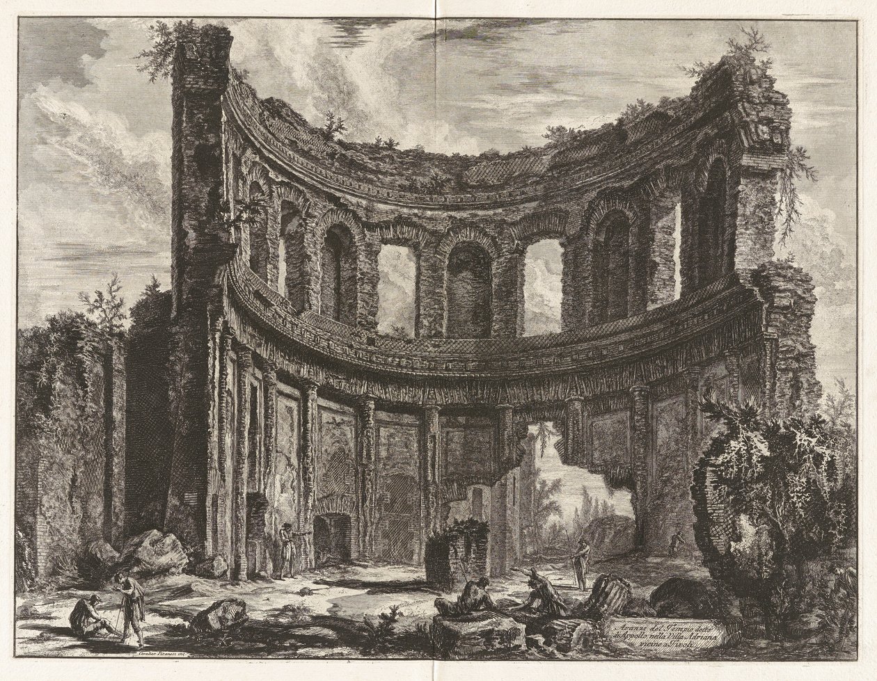 Rester fra templet kaldet af DePolli i Villa Adriana nær Tivoli (rester af templet siges at være af Apollo i Hadrian af Giovanni Battista Piranesi