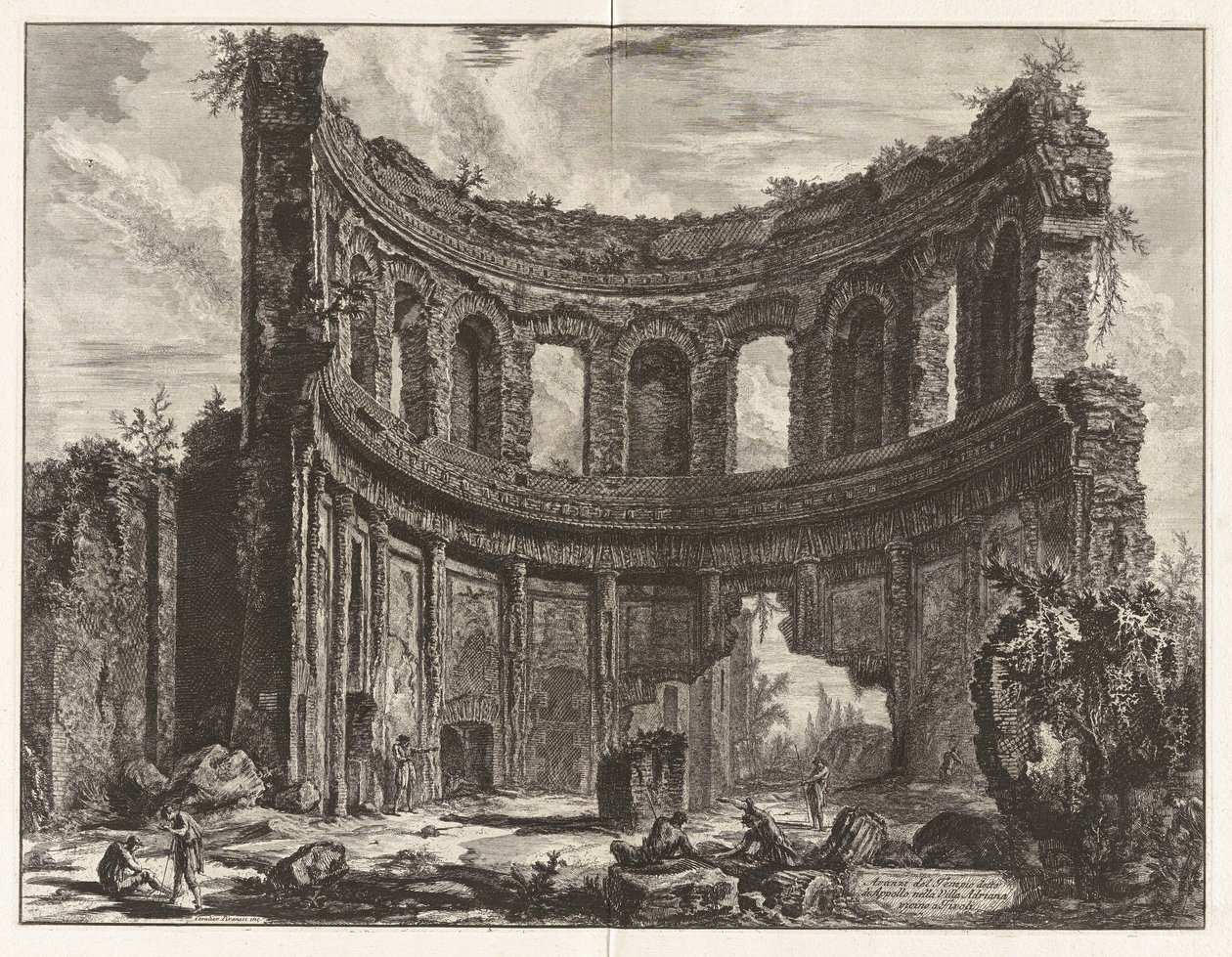 Rester af det såkaldte Apollon-tempel i Hadrians villa nær Tivoli, fra „Udsigter over Rom“ af Giovanni Battista Piranesi