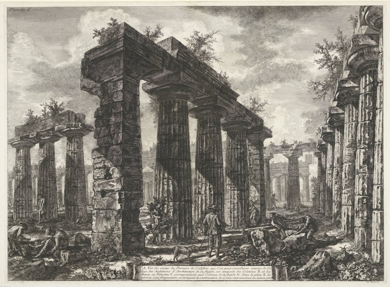 Basilica di Paestum i Paestum Forskellige visninger af resterne af tre store bygninger, der stadig står ved Paestum (serietitel) Différentes vues de quelques restes de trois grands édifices qui subsistent encore dans l