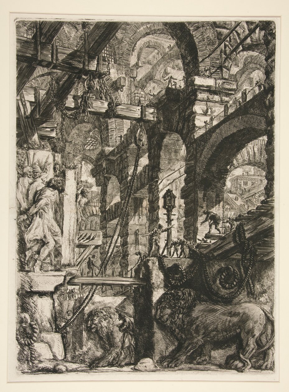 Carceri, V: Løvens basrelieffer af Giovanni Battista Piranesi