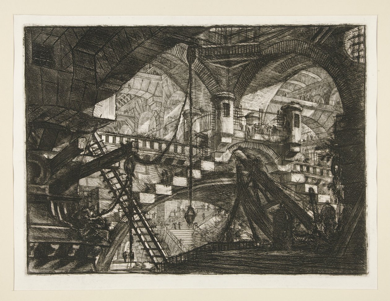Carceri, XI: Buen med et muslingeornament af Giovanni Battista Piranesi