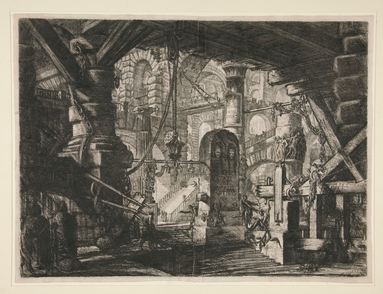 Carceri, XVI: Molen med lænker af Giovanni Battista Piranesi