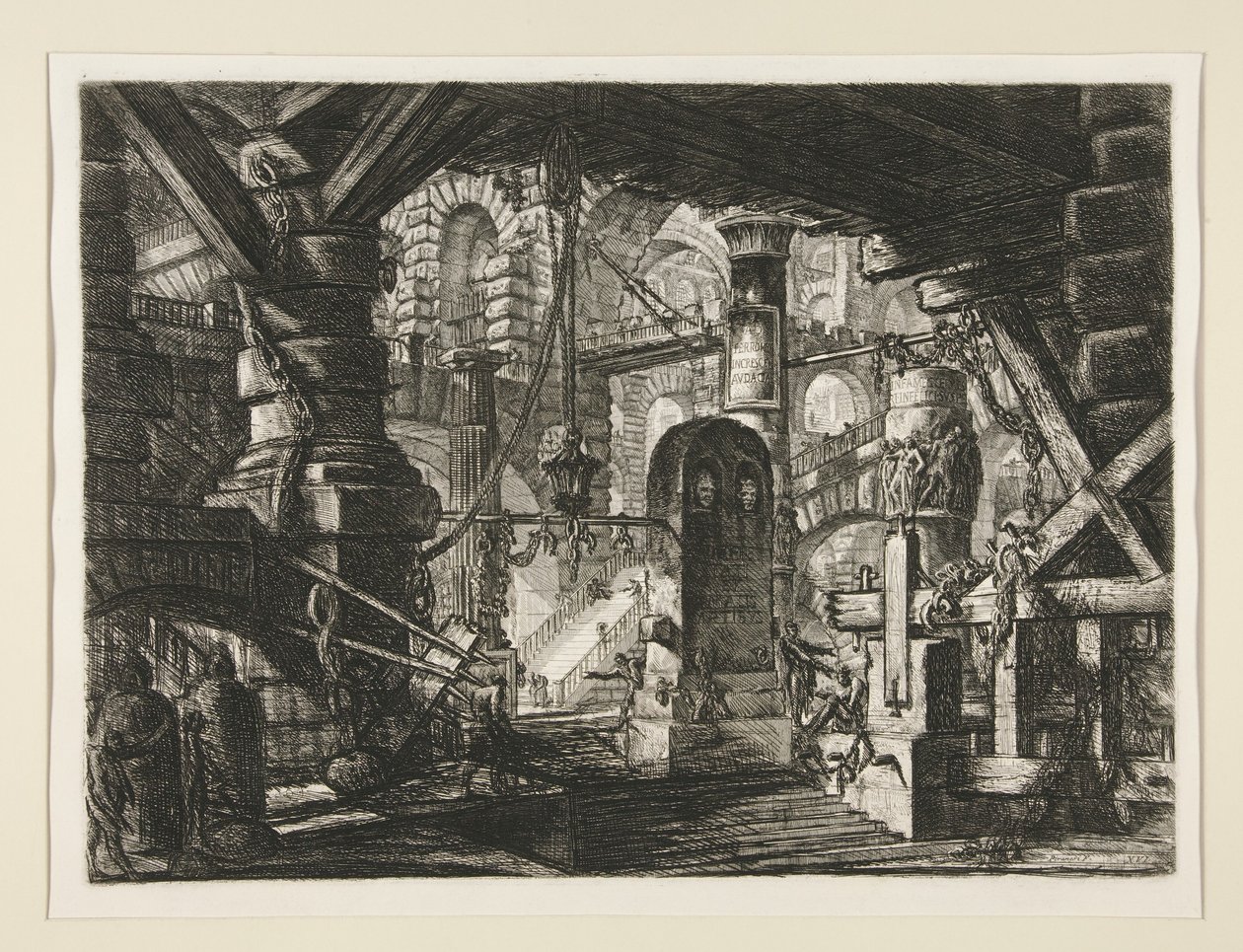 Carceri, XVI: Kajen med kæder af Giovanni Battista Piranesi